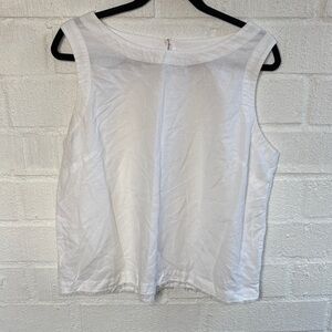 Liz Claiborne Linen Raw Hem White Sleeveless Tank Top sz L